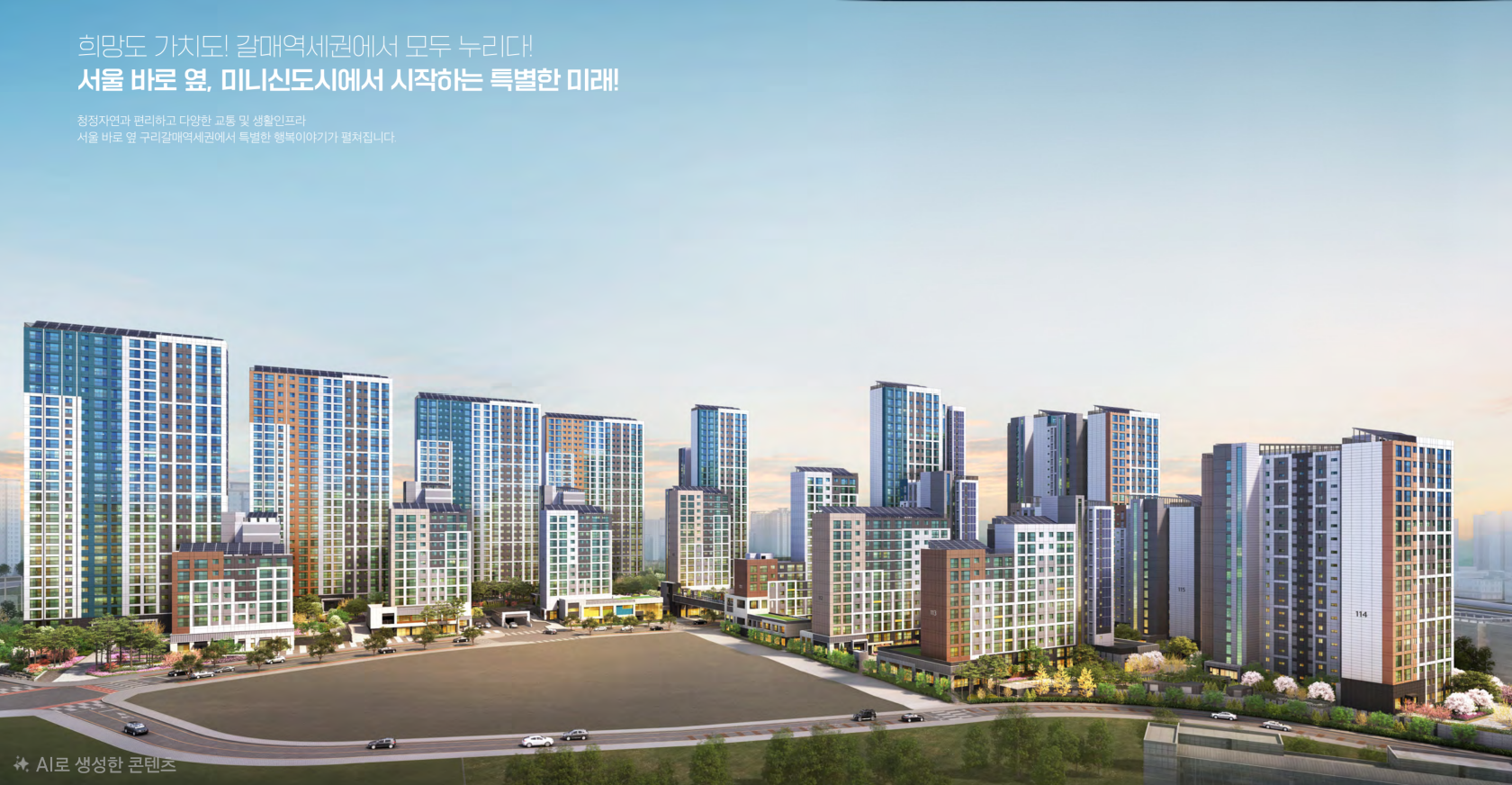 구리갈매역세권 A-1블록 단지 조감 이미지